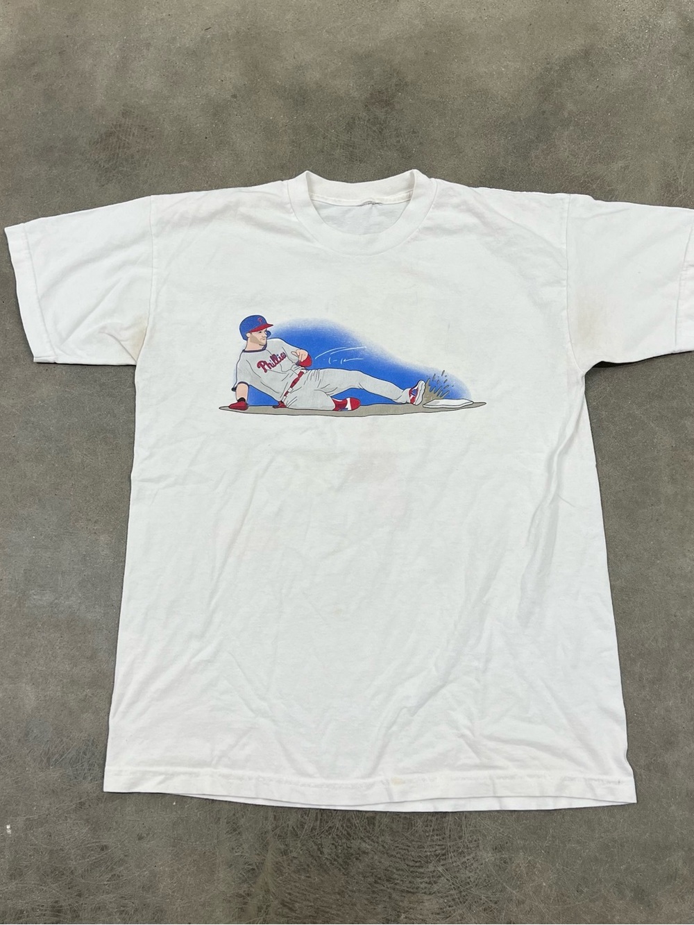 MLB White Tee with Red & Blue Baseball Graphic